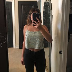 Mint Green Topshop embellished cropped tank